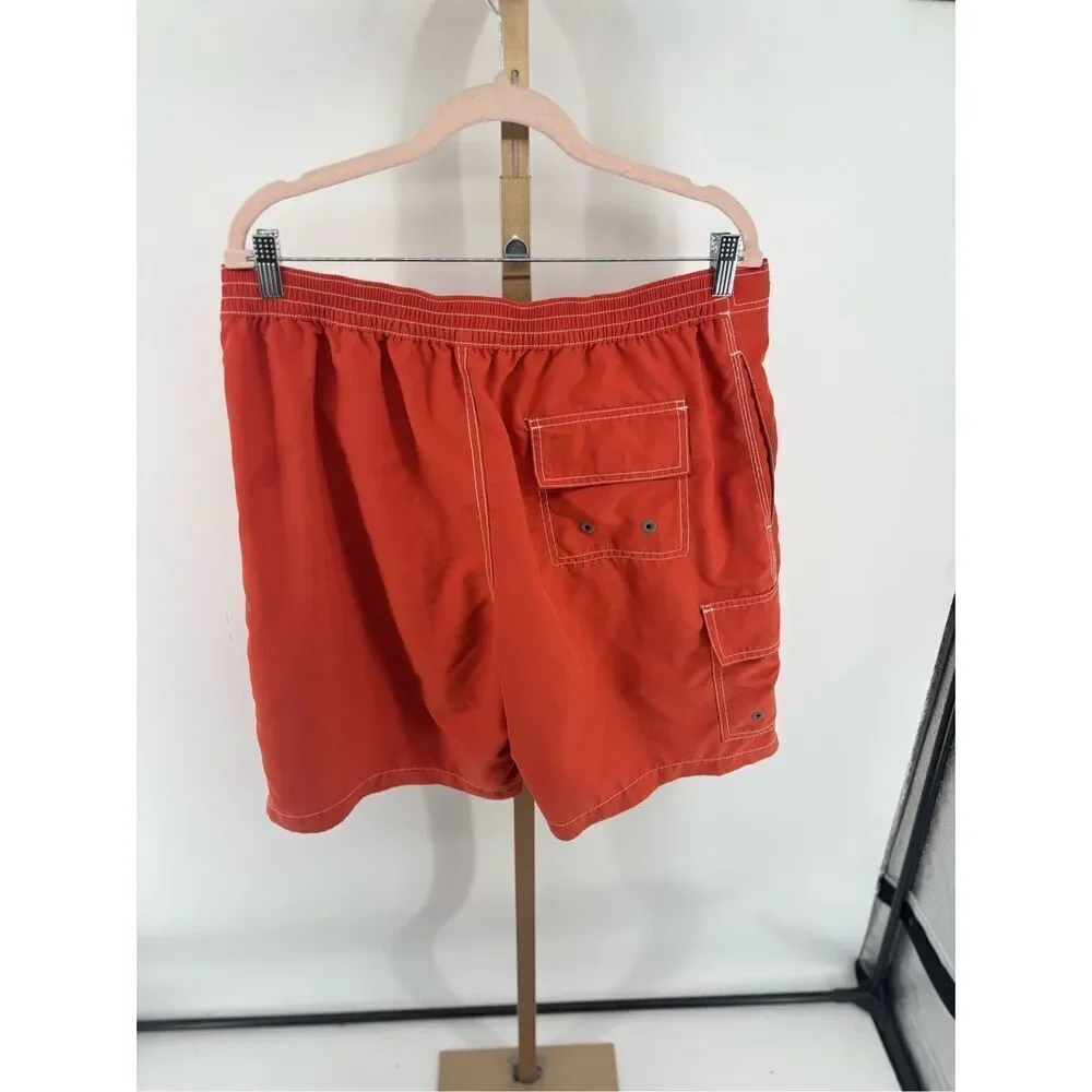 TOMMY BAHAMA Relax Mens Swim Shorts Orange Mesh Lined Drawstring Size Large